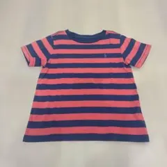 ★ユーズド★ポロラルフローレン　ピンク×ネイビー Tシャツ　90