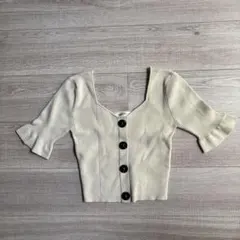 【未使用】MOUSSY リブ編み スクエアネック 半袖ニット