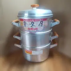 日本アルミ ツルマル印 角型蒸し器 3段 24㎝ 新品/未使用 日本製