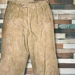 USA古着 コーデュロイパンツ ワイド 2タック ベージュ W33相当