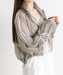 OLIVE des OLIVE.リボンラインシアブルゾン グレー