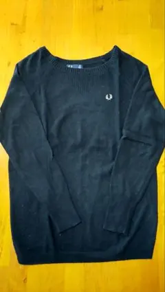 FRED PERRY ブラックニットセーター UK 8