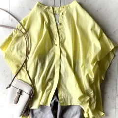 美品♪ビアズリー ギャザースリーブオーバーブラウス ゆったり バンド