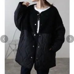 週末SALE【即日発送】新品 ボア切り替えキルティングジャケット/ ブラック