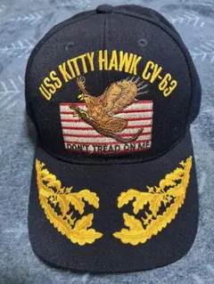 米軍 USS キティホーク 空母 紺帽子 士官仕様 USA製 VINTAGE - メルカリ