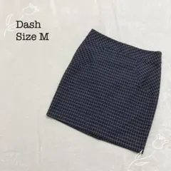 ダッシュ 【M】 格子柄 ひざ上 タイトスカート 台形 ミニ丈 バックジップ