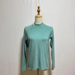 UNIQLOユニクロ　ヒートテックフリースタートルネックカットソーM青緑のサムネイル