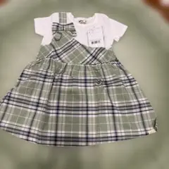 Bobson キッズ ワンピース 90cm グリーン チェック