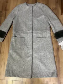 2way グレー ロングコート 袖口ファー付き　期間限定お値下げ