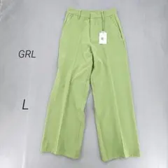 グレイル ワイドパンツ センタープレス グリーン ストレッチ L タグ付き