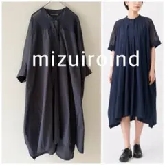 ミズイロインド　mizuiroind ワイド　ロングシャツ　チュニック　ネイビーのサムネイル