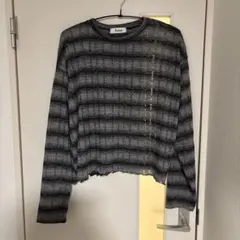 ダメージニットブラック ストライプ