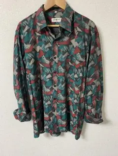 総柄シャツ 長袖 幾何学柄 レトロ 古着 ストリート