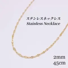 ステンレス　リップチェーン ネックレス　ゴールド　c035