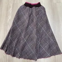 Ｑ♡ チェック柄ロングフレアスカート