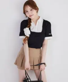 NICE CLAUP シャツドッキングレイヤードトップス