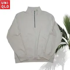 新品　ユニクロ　スウェットハーフジップシャツ　Ｍサイズ　オフホワイのサムネイル