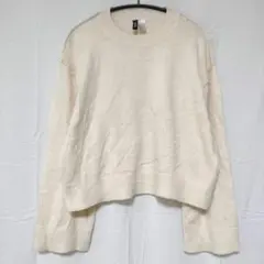 H&M エイチアンドエム ニット クルーネック 長袖 M アイボリー 秋冬