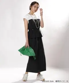 新品タグ付✨JUSGLITTY 配色Iラインタイトワンピースパイピングバイ 