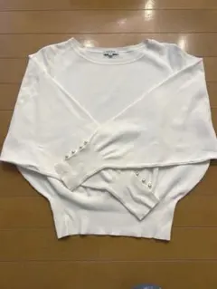 PLST プラステ ホワイト 五分袖ニット