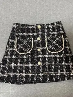 黒と白のチェック柄 ミニスカート M