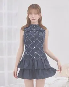 ミシェルマカロン デニムフリルミニワンピース michellMacaron - メルカリ