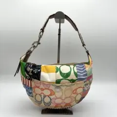 希少】COACH パッチワーク シグネチャー ホーボーバッグ ワン