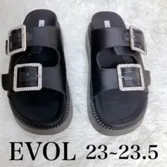 EVOL ビジューバックル 厚底サンダル ブラック 23-23.5cm イーボルのサムネイル
