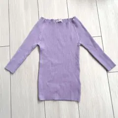 送料込み♪美品☆FRAY I.D リブニット☆五分袖☆ラベンダー色