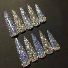 ラメ　ホログラム　ビジュー　ストーンうめつくし　成人式　ギャル　キッズネイル