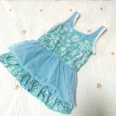 美品　ディズニー　アナ雪　水着 ノースリーブ チュール付き 水色　110