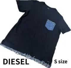 DIESEL デニムポケット Tシャツ Sサイズ ブラック　黒