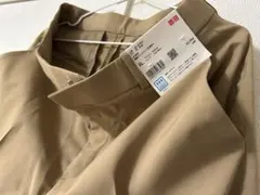UNIQLO 感動ワイドパンツXL ベージュ ポリエステル 丈長め