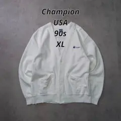 USA製 90s Champion スウェット カーディガン ホワイト XL