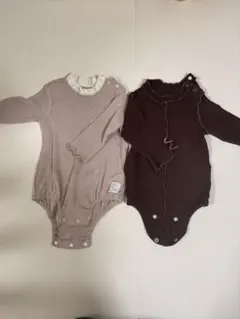 ロンパース2点セット（ベージュ・ブラウン）　バースデイ　アプレレクール