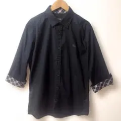 バーバリーブラックレーベル メンズ シャツ 七分袖 ブラック