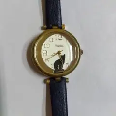 【ジャンク品】腕時計 猫 紺色 レディース キッズ