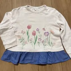 3can4on 花柄フリル長袖カットソー 110