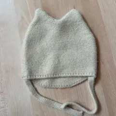 猫耳デザイン ニット帽子 クリーム色　ベビー