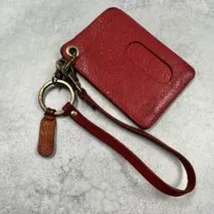 IL BISONT レッド レザー レディース パスケース 8372