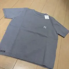 タグ付き新品　マドモアゼルノンノンパパス　Ｌ　ニットTシャツ　半袖　綿混のサムネイル