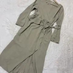 KBF+ ベージュ　シャツ　ワンピース　ロング　薄手