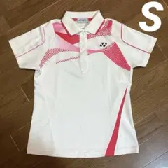 【YONEX 】ポロシャツ ホワイト ×ピンク Sサイズ