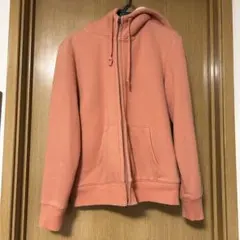 ユニクロ　パーカー　ボア　裏起毛　オレンジ　ピンク　L