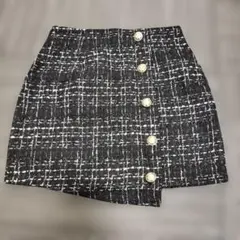 SHEIN ボタン付きタイトスカート 黒と白のチェック柄 高みえ S