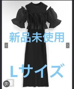 【新品未使用】GRLオーガンジートップス×リブニットワンピースセットアップ L