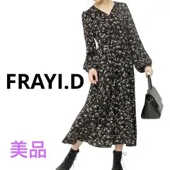 《FRAY I.D》フレイアイディー　フレア　ワンピース　総柄　花柄　Vネック