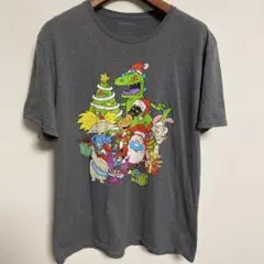 アニメキャラクター クリスマス Tシャツ グレー