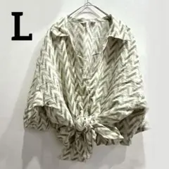 美品✨ H＆M エイチアンドエム ストライプデザイン 七分袖 シャツ 【L】