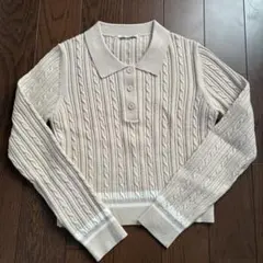 GU ジーユー ケーブル ポロ セーター ベージュ S